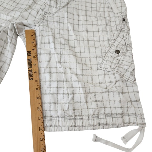 Marc Ecko Cargo Shorts 38 Men Cut Sew Plaid White Tan Cotton Surfer Skater 12" - Picture 7 of 12